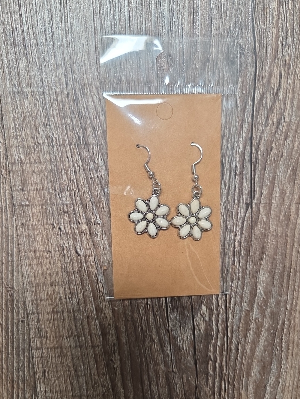 Home Made White Flower Drop Earrings - Women Jewelry